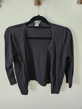 Ann Taylor Black Button-Front Cardigan